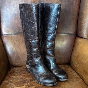 UGG Dark Brown Leather Tall Boots